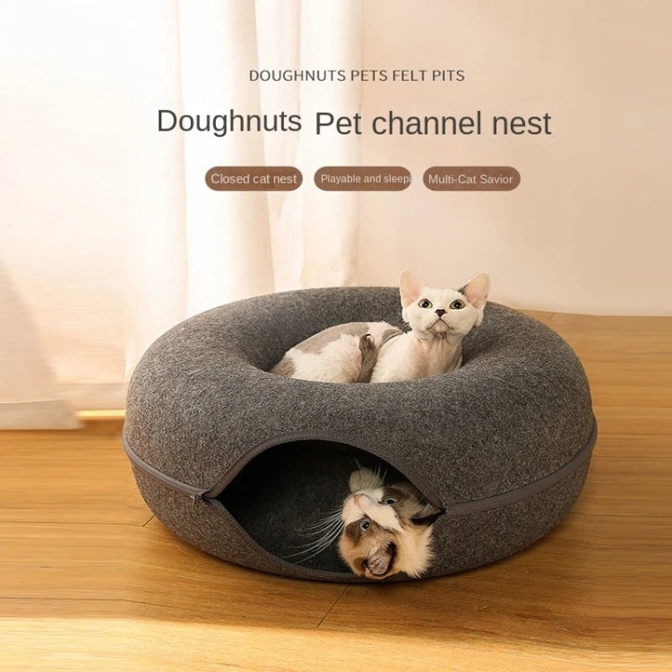 Round Wool Felt Cat Litter Tunnel Cat Litter, 50x50x20cm, 60x60x27cm