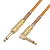 TC048GFY Gold-plating 6.35mm Male Straight to Elbow Audio Cable for Electric Guitar Drum, Length: 3m, 3m M to M Elbow