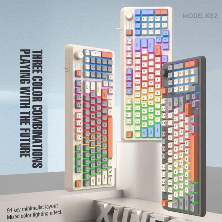 XUNFOX K82 Three-colors 94-Keys Blacklit USB Wired Gaming Keyboard, Cable Length: 1.5m