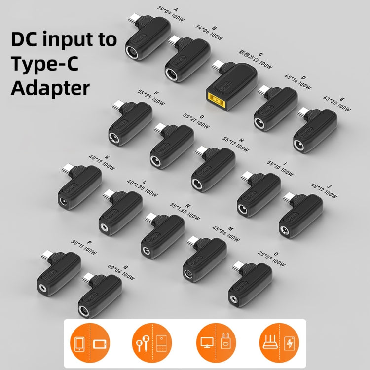 100W E 6.3X3.0mm Female to USB-C/Type-C Male Plug Charging Adapter, 6.3X3.0mm