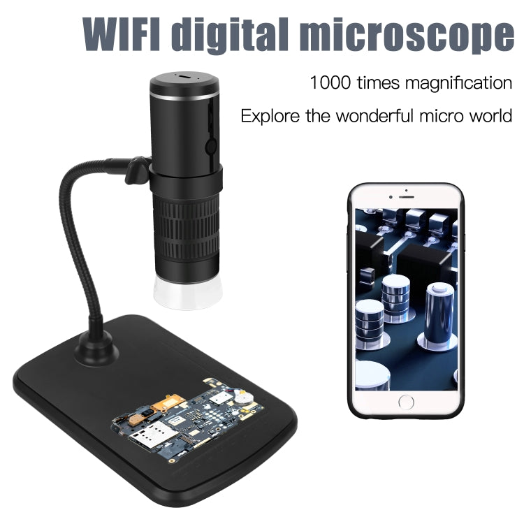 F210 1000X WiFi Digital Microscope with Helical Tube Bracket, F210 Black
