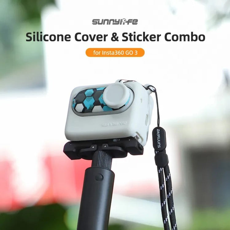 Sunnylife Silicone Case Stickers Skin Wrap Lens Cover with Neck Strap, For Insta360 GO 3