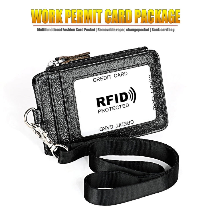 KB172 Antimagnetic RFID Leather Card Holder Office Work Certificate Case Chest Card, KB172