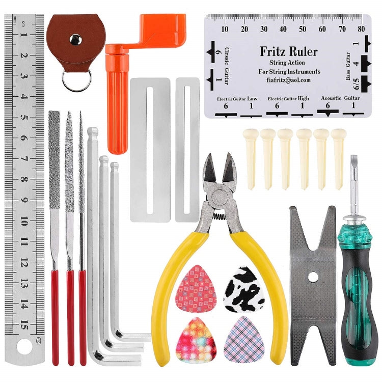 Guitar Repair Tool Set, File Wrench, Chord Cut And Winder, Frets Polishing