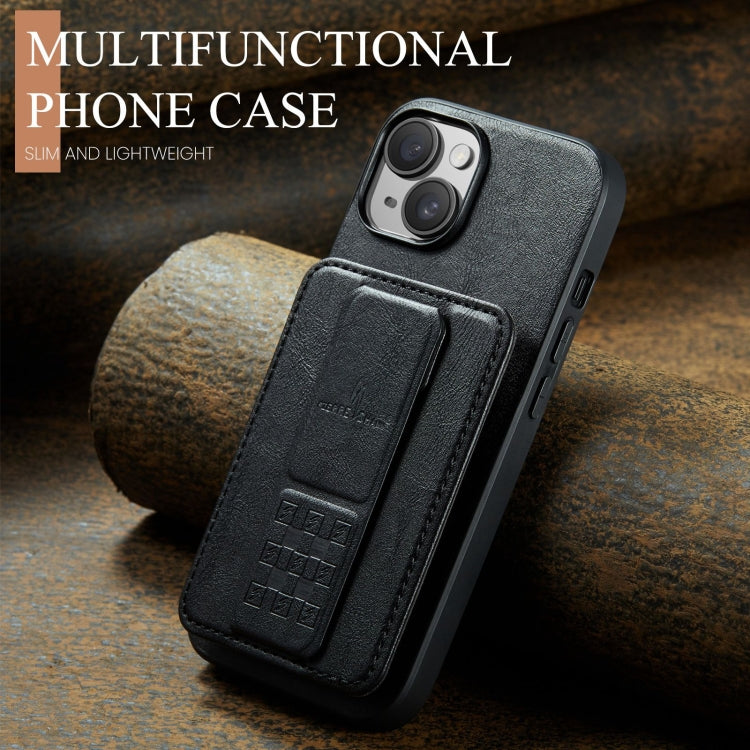 Fierre Shann Oil Wax Cow Leather Card Holder Back Phone Case, For iPhone 15, For iPhone 14 Plus, For iPhone 14, For iPhone 14 Pro