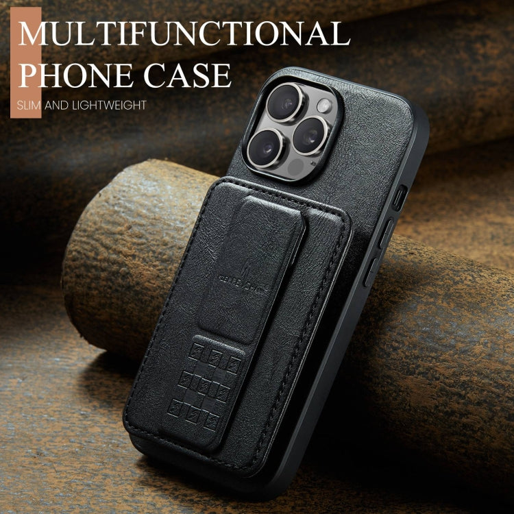 Fierre Shann Oil Wax Cow Leather Card Holder Back Phone Case, For iPhone 14 Pro Max, For iPhone 13 Pro Max, For iPhone 13 Pro, For iPhone 13