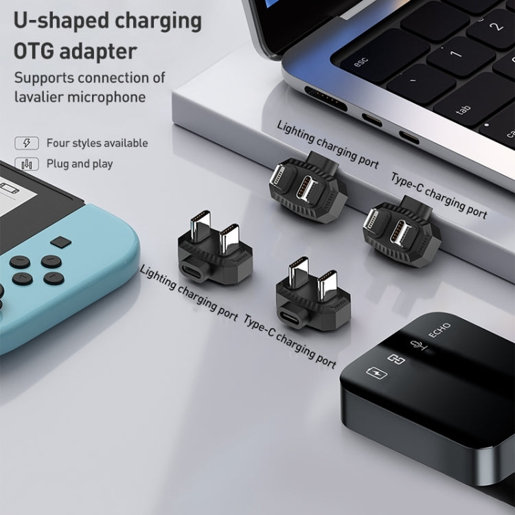 Lavalier Microphone U-shaped Charging Adapter OTG Converter, 8 Pin to USB-C / Type-C + 8 Pin, Type-C to USB-C / Type-C + 8 Pin, 8 Pin to Dual USB-C / Type-C, Type-C to Dual USB-C / Type-C