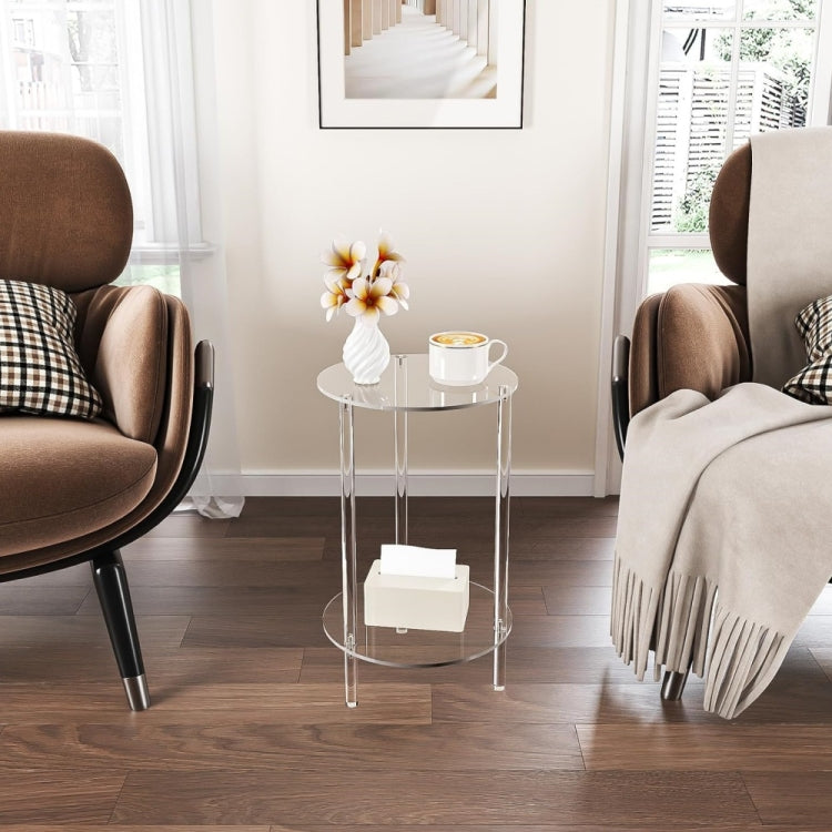 YX107 Acrylic Round Two-layer Small Bedside Table, YX107