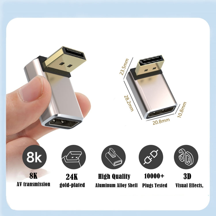 8K 60Hz PD1.4 Male Displayport to Female Displayport Adapter Converter, Up, Down, Left, Right