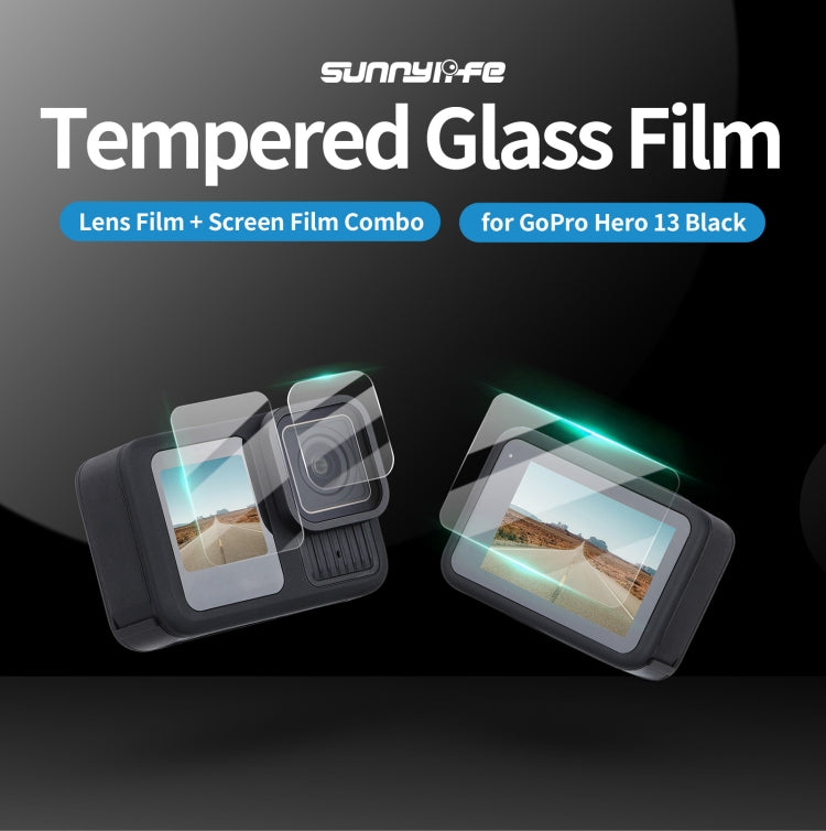 For GoPro HERO13 Black Sunnylife 3 in 1 Lens Protector Front and Rear Screen Tempered Glass Films