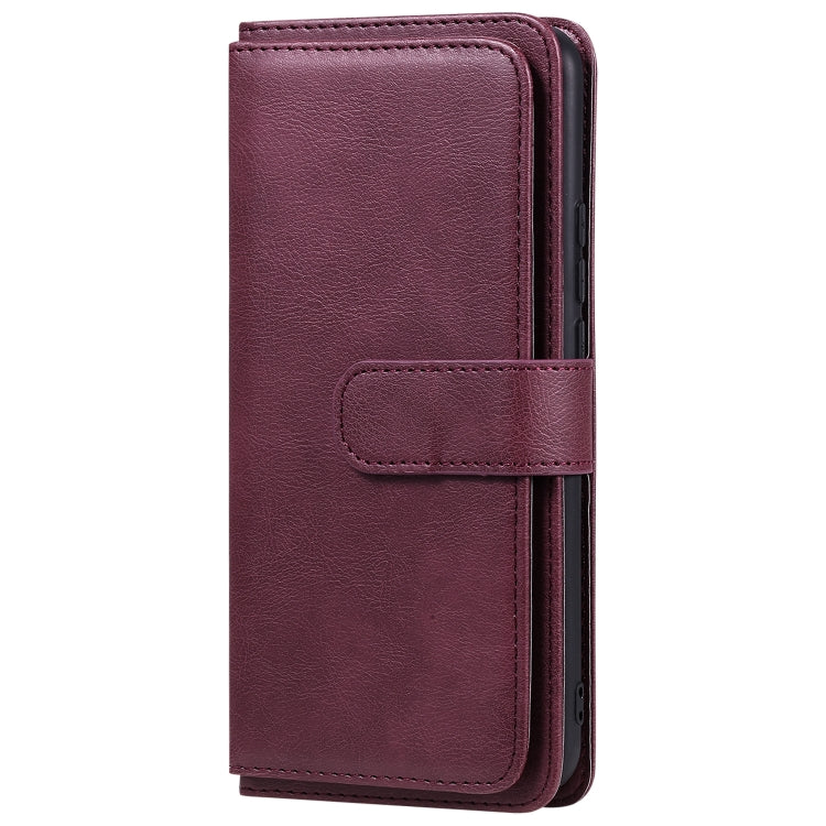 Multifunctional Magnetic Copper Buckle Horizontal Flip Solid Color Leather Case with 10 Card Slots & Wallet & Holder & Photo Frame