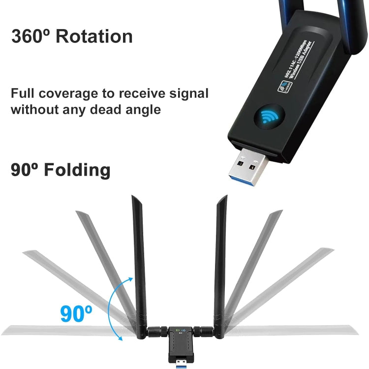 RE-1202 1200Mbps Dual Band Wireless Network Card WiFi USB3.0 Adapter Transmitter Receiver
