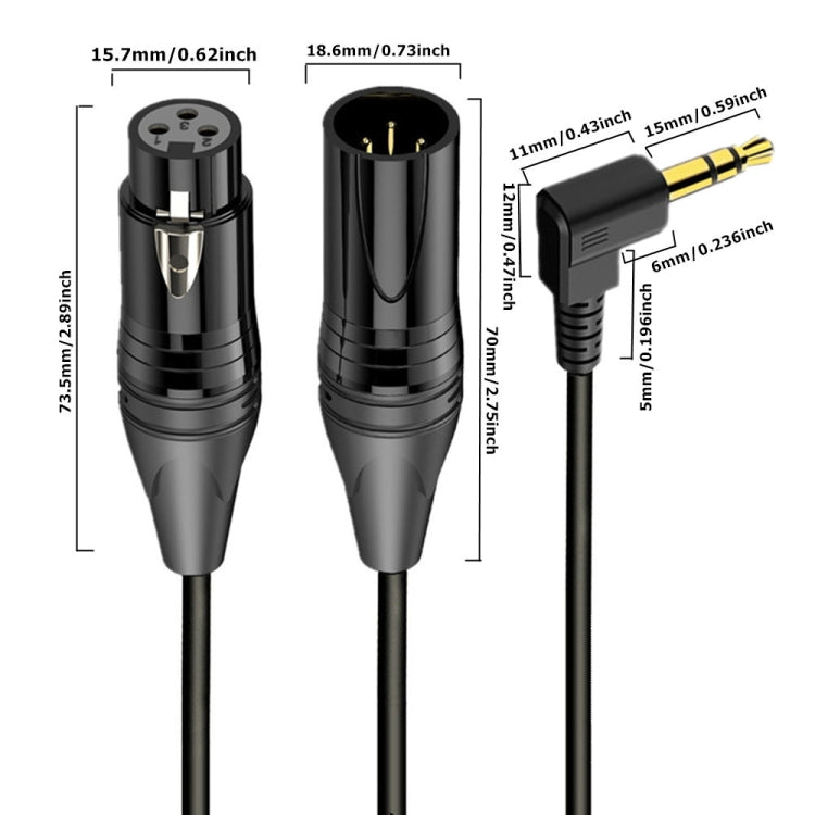 Gold Plated Connector Copper Core Right Angle Coiled Audio Cable, Length: 0.5m, 3.5mm to XLR Male, 3.5mm to XLR Female