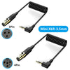 PC Camera Microphone Coiled Stereo Audio Adapter Cable, Length: 0.5m, Mini 3 Pin XLR Female to 3.5mm TRS, Mini 4 Pin XLR Female to 3.5mm TRS