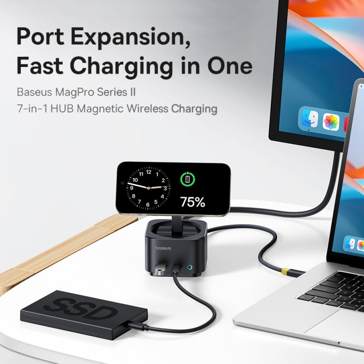 Baseus MagPro Series II 7 in 1 HUB Docking Station Magnetic Wireless Charger 15W, 7 in 1