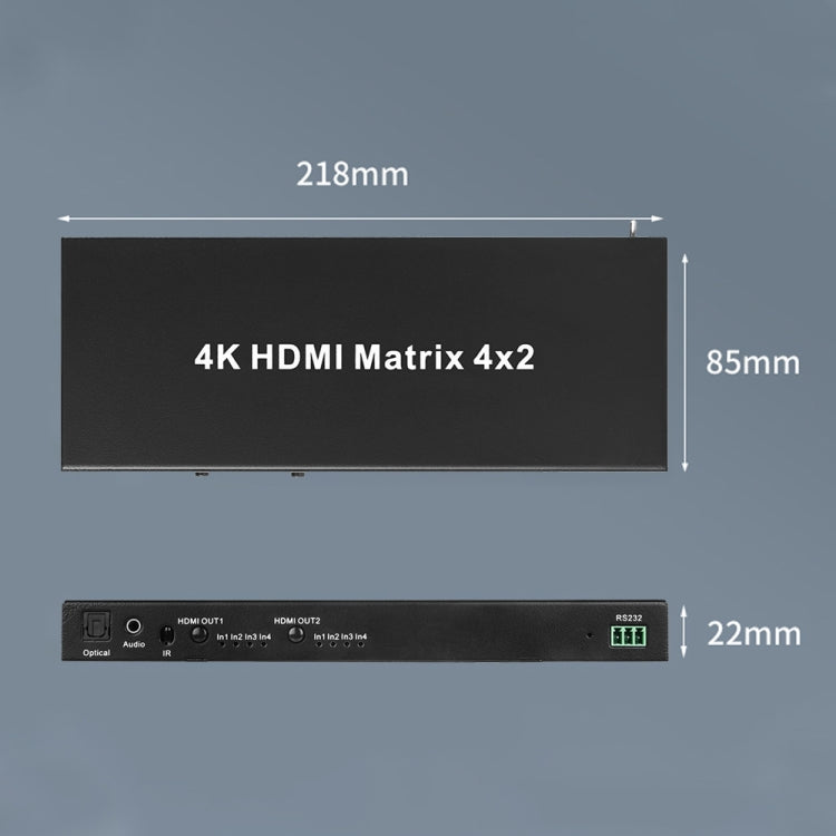 Measy MT4342 4K 30Hz 4 In 2 Out HDMI Matrix Switch Support Seamless Switching, EU Plug, US Plug, UK Plug, AU Plug