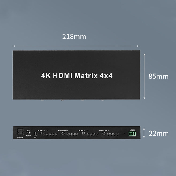 Measy MT4344 4K 30Hz 4 In 4 Out HDMI Matrix Switch Support Seamless Switching, EU Plug, US Plug, UK Plug, AU Plug