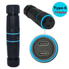 10Gpbs Dual Ports Type-C Straight Waterproof Connector M20 Outdoor Waterproof Coupler Adapter, Dual Ports Type-C Coupler