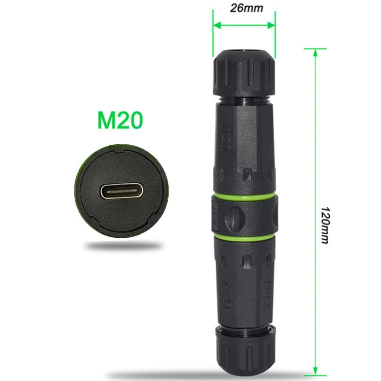 10Gpbs Outdoor IP68 Waterproof Single Port Type-C Female to Female Straight Coupler Adapter, Single Port Type-C Coupler