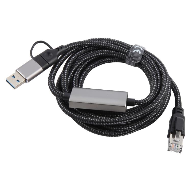 2m RJ45 to USB-C / Type-C Side Bend High Speed Network Card Ethernet Cable