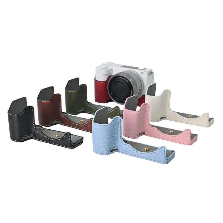 Litchi Texture PU Leather Camera Half Case Base, For Sony Alpha ZV-E10 II / ZV-E10M2