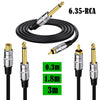 6.35mm Mono Plug Male to RCA Male Audio Adapter Cable for Ampfler, Speaker, Guitar, 0.3m, 1.8m, 3m