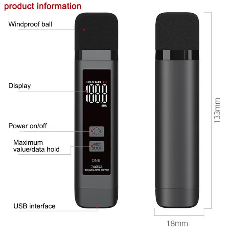 TRSI TA657A Rechargeable Noise Meter Decibel Detector Device, TA657A