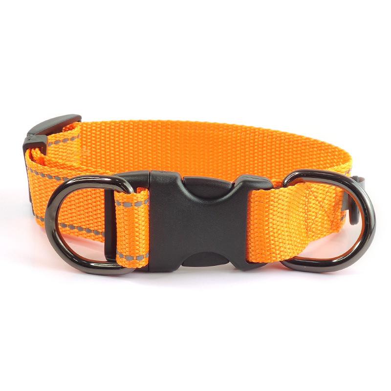 Pet Reflective Collar Nylon Black Buckle, Size:S(Orange)