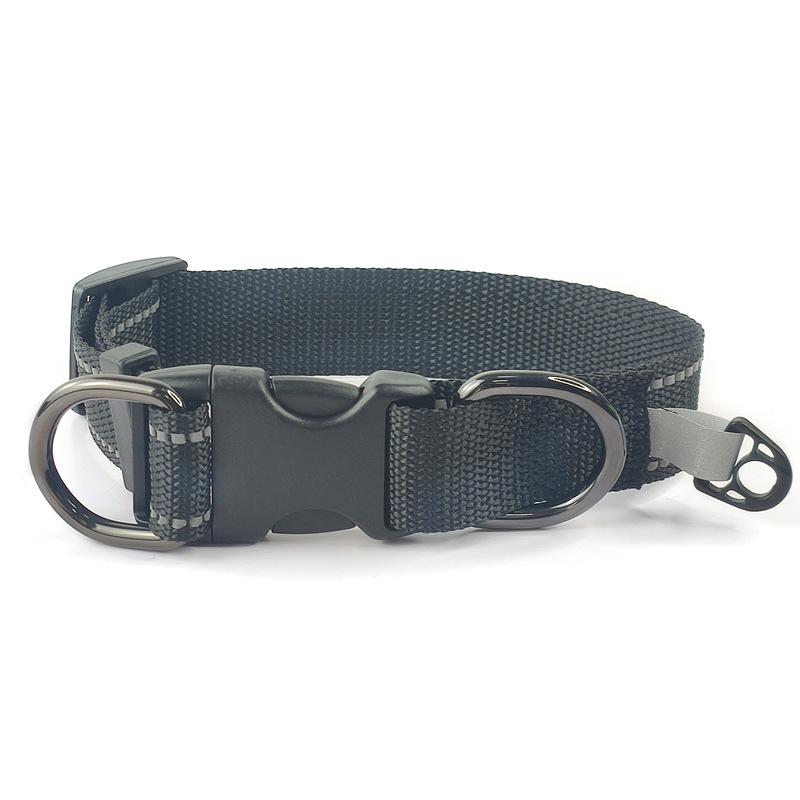 Pet Reflective Collar Nylon Black Buckle, Size:M(Black)