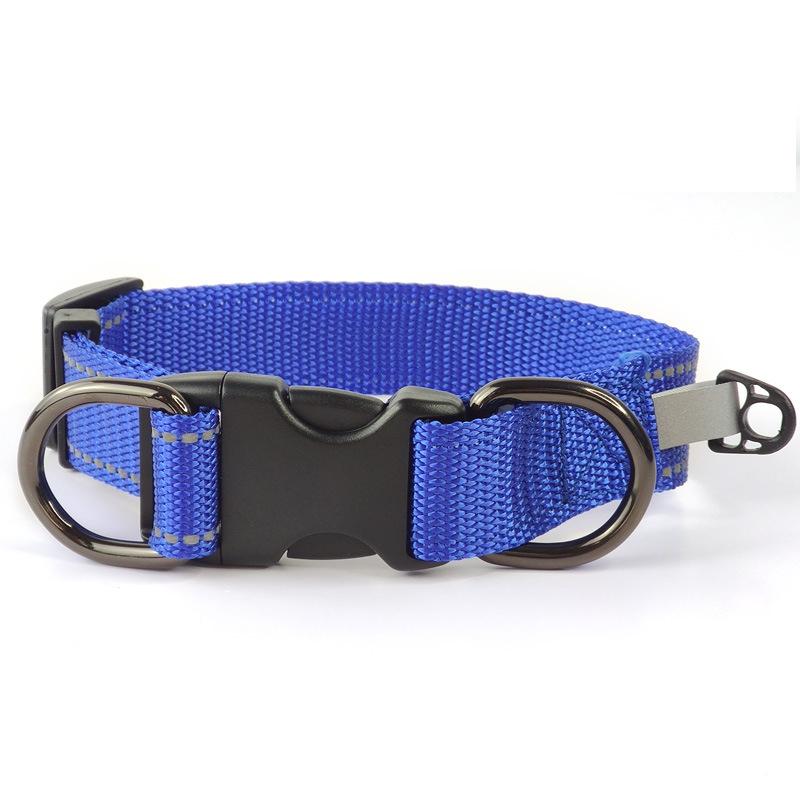 Pet Reflective Collar Nylon Black Buckle, Size:M(Blue)
