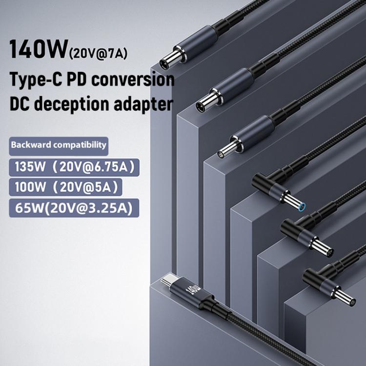 1.8m 140W Type-C to DC Laptop Charging Cable, DC4.5x3.0mm For DELL, DC4.5x3.0mm For HP, DC4.5x3.0mm For ASUS, DC7.4x5.0mm For DELL, DC7.4x5.0mm For HP, DC5.5x2.1mm 28V5A, DC5.5x2.1mm 20V7A, DC5.5x2.5mm 28V5A, DC5.5x2.5mm 20V7A, DC6.0x3.7mm 20V7A