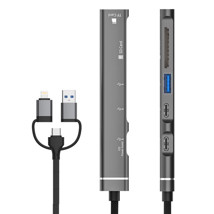 USB / Type-C / 8 Pin to TF / SD Card Reader, USB, Type-C HUB Adapter 5 in 1 Docking Station, 5-in-1 Card Reader