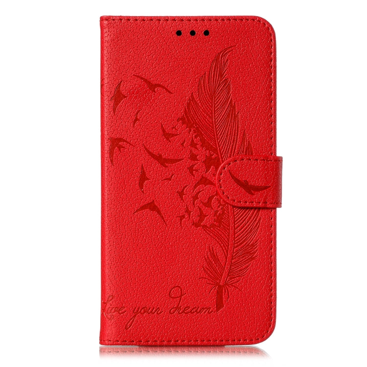 Feather Pattern Litchi Texture Horizontal Flip Leather Case with Wallet & Holder & Card Slots