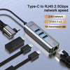 USB -C / Type-C Elbow to RJ45 and 3 x USB-A Aluminum Alloy Shell HUB Adapter Expander