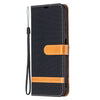 Color Matching Denim Texture Leather Case with Holder & Card Slots & Wallet & Lanyard