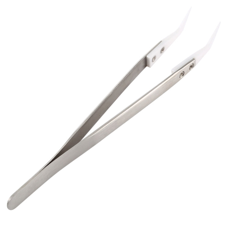 TC-14W Stainless Steel High Temperature Resistance Ceramic Tip Elbow Tweezers, TC-14W