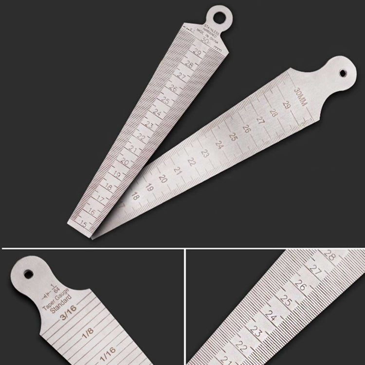 Wedge Feeler Gap 15-30mm Stainless Steel Ruler Inspection Taper Gauge Metric Measure Tool, 15-30mm Metric
