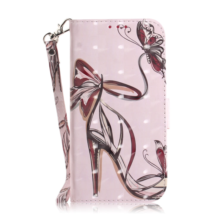 3D Painting Butterfly High Heels Pattern Coloured Drawing Horizontal Flip Leather Case for Google Pixel 3a XL, with Holder & Card Slots & Wallet