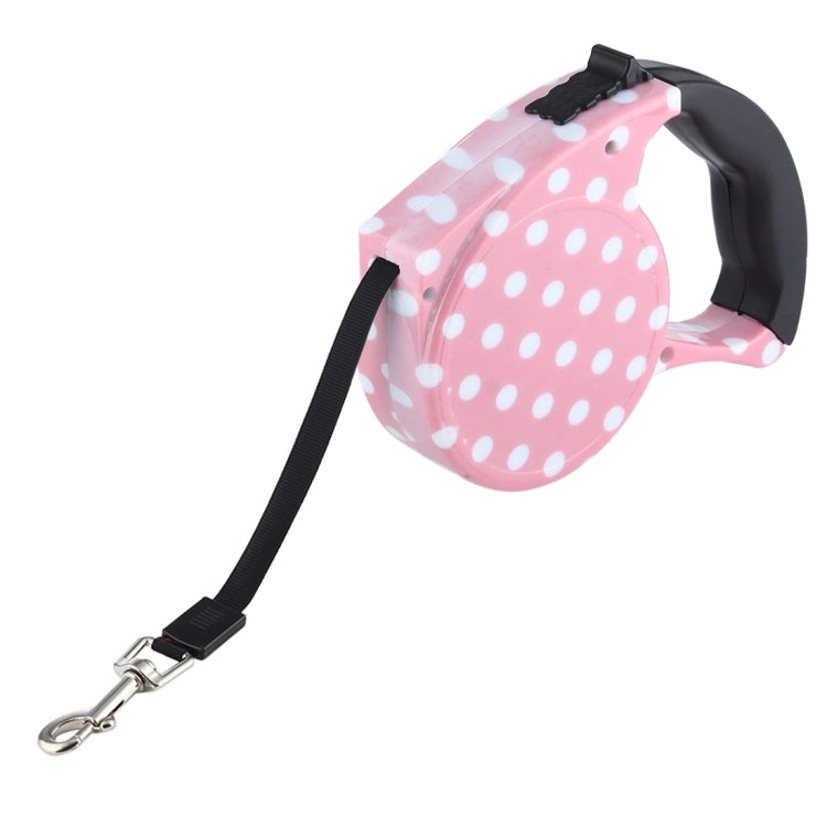 5m Pink Dot Pattern Flexible Retractable Dog / Cat Leash for Daily Walking, Pink Dot