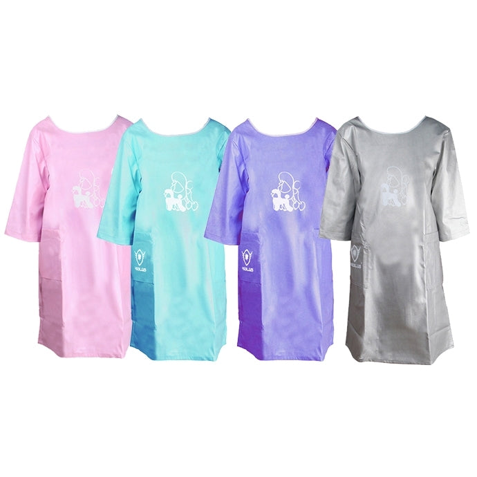 Half Sleeve Pet Apron Beauty Gown Pet Grooming Beautician Smock Waterproof Clothing Pet Store Aprons,L, Length: 95cm, Size:L Color:Silver