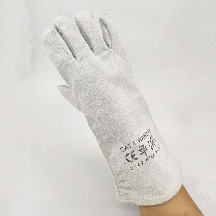 246# Wear-Resistant Full Two-layer Leather Insulation Gloves High Temperature Welding Welder Gloves Leather Work Protection, Size: 34*16cm, 246#