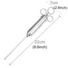 60ml Stainless Steel Syringe Dual Needles Condiment Turkey Meat Injector Cooking Tools, Stainless Steel Marinade Injector