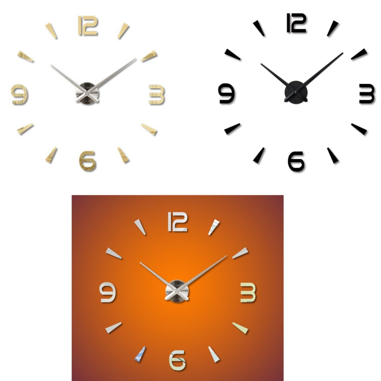 Bedroom Home Decoration Watch Frameless 3D Mirror Large DIY Wall Sticker Mute Clock, Size: 100*100cm, 3M013S (Silver), 3M013S (Black), 3M013S (Gold)