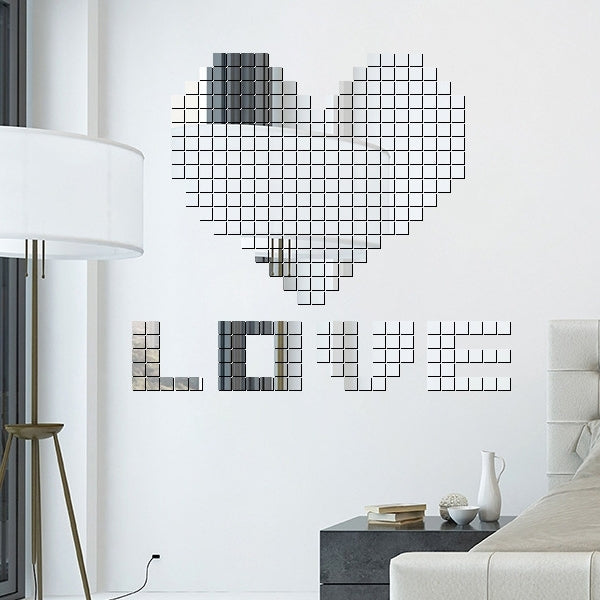100 PCS Square Crystal Mosaic Mirror Acrylic Stereo Wall Stickers Creative Background Home Living Room Wall Sticker,Size:3*3cm
