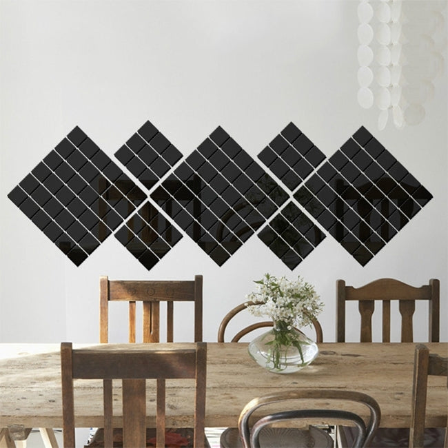 100 PCS Square Crystal Mosaic Mirror Acrylic Stereo Wall Stickers Creative Background Home Living Room Wall Sticker,Size:4*4cm, Size:4*4 Color:Black, Size:4*4 Color:Gold, Size:4*4 Color:Silver