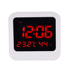 Desk Table Digital Backlight LED Alarm Clock with Time & Date & Temperature & Humidity Display, 11.6x10.8x4.6cm