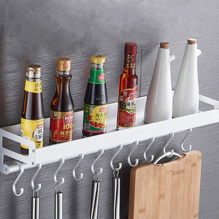 70cm 10 Hooks Kitchen Multi-function Wall Hanging Holder Seasoning Storage Rack, 70cm 10 Hooks(Silver)