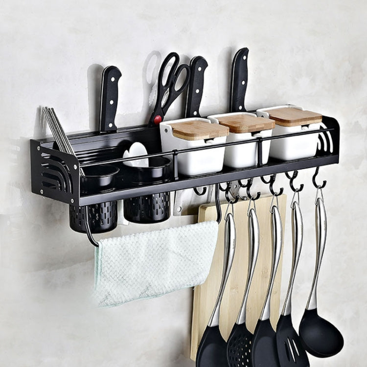 B Version 60cm 2 Cups 8 Hooks Kitchen Multi-function Wall-mounted Condiment Storage Rack, B Version 60cm 2 Cups
