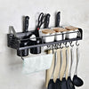 B Version 60cm 2 Cups 8 Hooks Kitchen Multi-function Wall-mounted Condiment Storage Rack, B Version 60cm 2 Cups