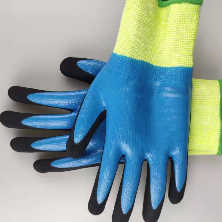 1 Pairs HEEP Ding Qing + Frosted anti-cut 2 Times Dipping Anti-cutting Waterproof Oil Resistant Non-slip Gloves, Blue